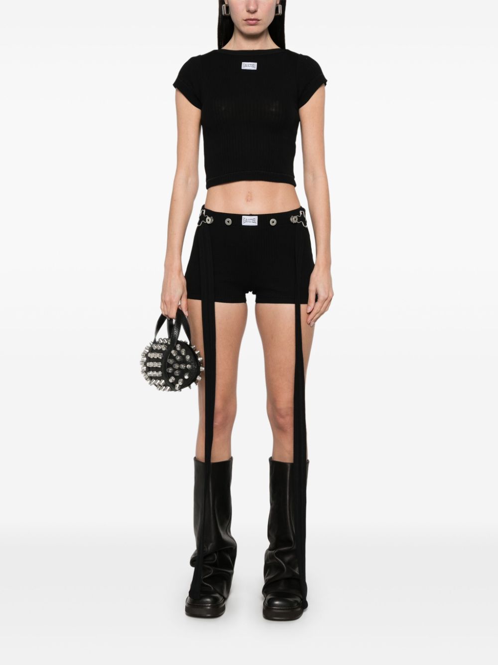 Tシャツ・カットソー JeanPaul GAULTIER SS25 CROP BABY TEE (TS105PJ054 01) crop baby tee woman black - JEAN PAUL GAULTIER - d — 2